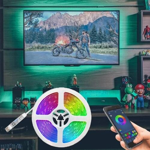 1M 2M 3M 4M 5M LED Strip Light Bluetooth Flexible Lamp Tape Diode SMD5050 DC5V Desk Screen TV Background Room Lighting USB Cable