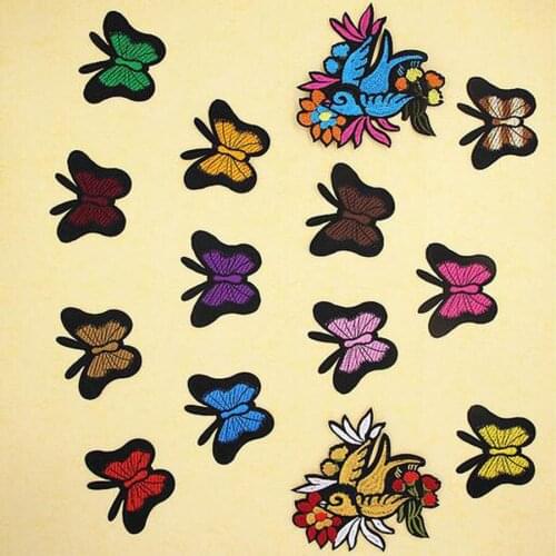Fabric Embroidered Bird Butterfly Patch Cap Clothes Stickers Bag Sew Iron Applique DIY Apparel Sewing Clothing Accessories BU96