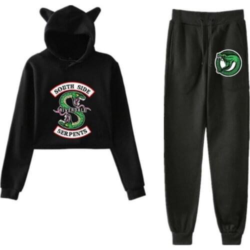 South Side Serpents Riverdale Hoodie Sweatshirts Pants Women Harajuku Riverdale SouthSide Jacket Snake Pullover Clothes Sets