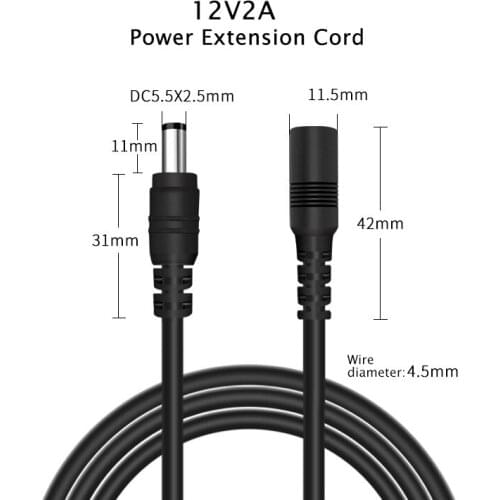 DC 12V Power Extension Cable 5.5*2.1/2.5MM Female To Male Power Cord Wire For CCTV Security Camera LED Strip Home Appliance