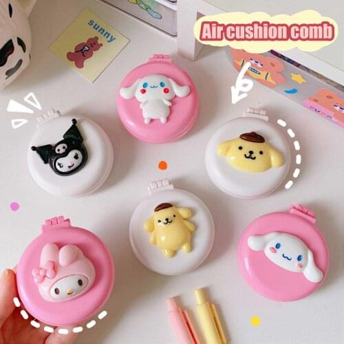 W&G Kawaii Hair Accessories Set Girls Mirror With Air Cushion Comb Japanese Cartoon Massage Comb Portable Air Cushion Mirror