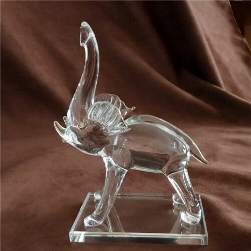 GILT CRYSTAL GLASS ELEPHANT MODEL DECORATIVE QUARTZ CRYSTAL ELEPHANT FIGURE MASCOT ORNAMENT STONEWARE ART AND CRAFT ACCESSORIES
