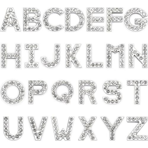 1pc A-Z 18mm clear full rhinestone Slide Letters Fit DIY Wristband & Bracelet & Pet Collar Jewelry Making