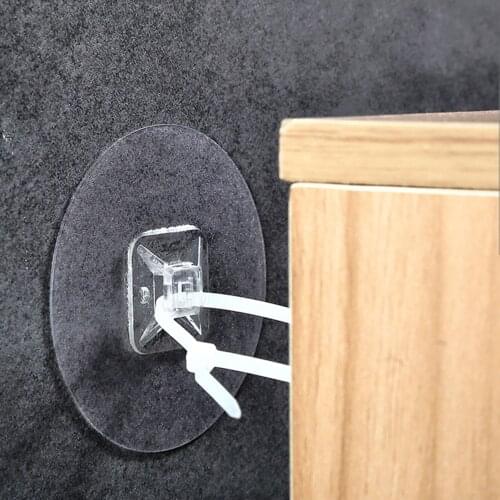 2PCS Wall Adhesive Hook Paste Plug Socket Holder Cable Storage Plug Fixing Organize Seamless Waterproof Closet Cabinet Bracket