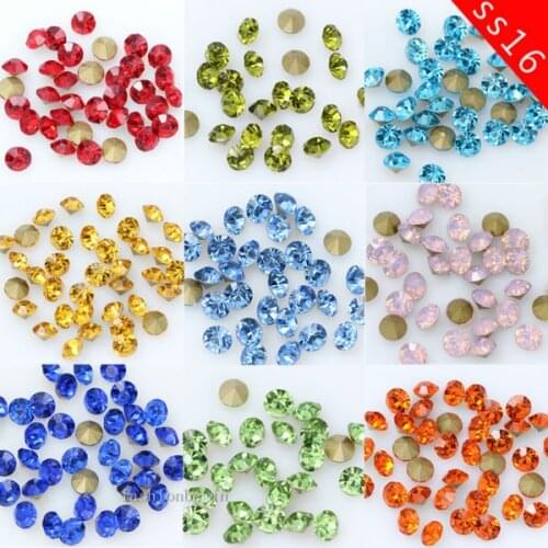144p ss16 4mm Round color Pointed foiled Back czech Crystal Rhinestones jewels faceted Glass stone chatons Nail Art beads craft