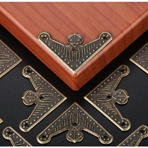 20pcs Antique Bronze Wooden Box Protector Book Album Menu Folder Corner Protectors Ancient Vintage Flower Pattern Coners 32*32mm