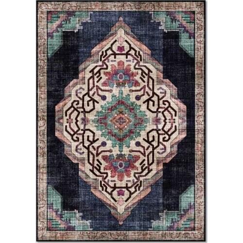 200*300cm Fashion Abstract Geometric Retro Ethnic Blue Living Room Bedroom Bedside Carpet Floor Mat Customization
