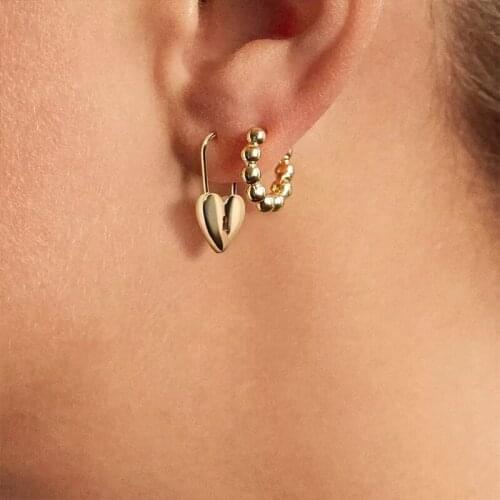 2021 Fashion Gold Silver Color Small Heart Lock Drop Earrings for Women Minimalist Geometric Safety Love Pin Earrings Jewelry