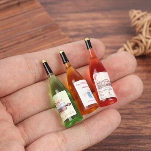 3Pcs 1/12 Miniature Wine Bottles Wine Glass Dollhouse Kitchen Accessories - Mini Dollhouse Living Room Bar Kitchen Accessories