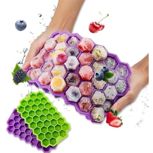 37 Silicone Honey Honeycomb Ice Cube Trays With Removable Lids Silica Gel Ice Cube Mold BPA Free
