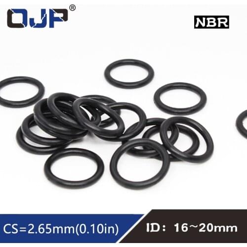 50PCS/lot Rubber Ring NBR Sealing O-Ring 2.65mm Thickness ID16/17/18/19/20mm Nitrile O Ring Seal Gasket Rings Oil resistance