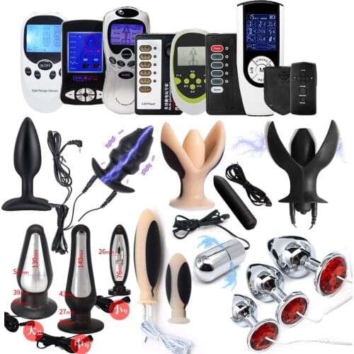 SM Electric Shock Pulse Anal Butt Plug Jump Eggs E-Stim Prostate Massage Anus Vagina Expand Vibrator Couple Masturbator Sex Toys