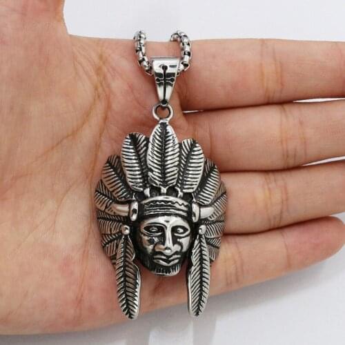 Antique silver Indian heads mask necklace free ship