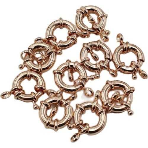 APDGG 10 Pcs 17MM Moon Circle Copper Yellow Gold Plated Clasps For Pearl Bracelets Necklaces Making DIY Craft Accessories