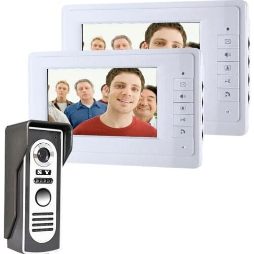 MOUNTAINONE Free Shipping! 7 Inch Video Door Phone Doorbell Intercom Kit 1-camera 2-monitor Night Vision