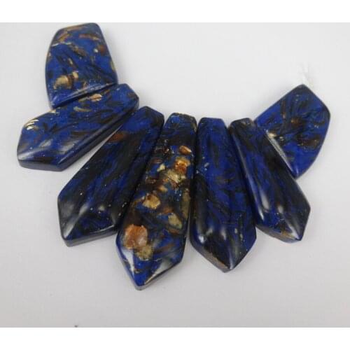 5+2 New BBLUE Imperial Emperor Stone Sea Ocean Sediment Slice Beads Top Drilled Slab Shape Accessories Jewelry Making for Women