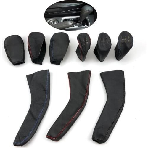Car Gear Handbrake Genuine Leather Covers Case for Mitsubishi ASX Outlander Lancer Colt Eclipse Grandis FORTIS Zinger Mirage