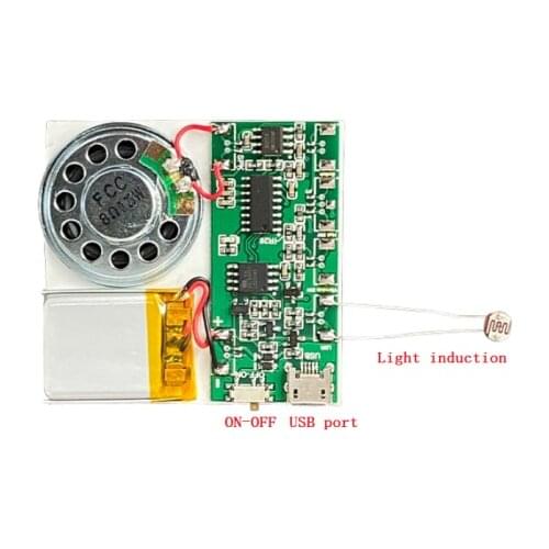 5pcs/lot JR1650 Light Sensor Version 2-8 Minutes Audio Recording Recyclable Music Usb Module for Gift Box