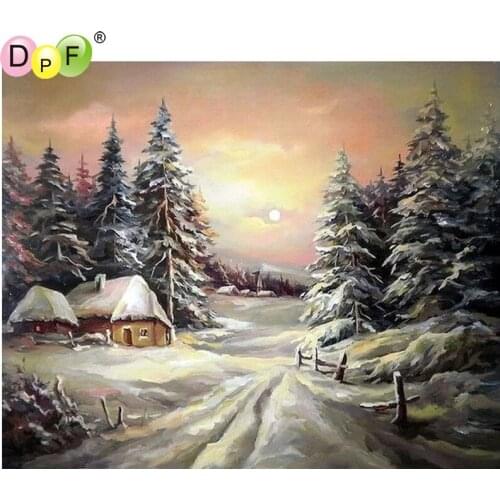 DPF diamond embroidery snow road diamond painting cross stitch needle diamond mosaic full square rhinestone home decoration