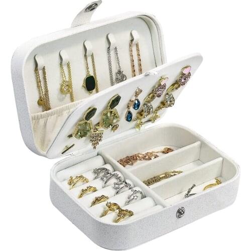 Travel Jewelry Box Jewelry Organizer for Double Layer Portable Mini Travel Case Display Storage Holder Boxes