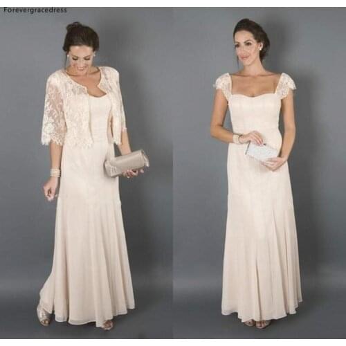 Elegant Champagne Mother Of The Bride Dress Chiffon Lace Formal Godmother Wedding Guest Party Gown Plus Size
