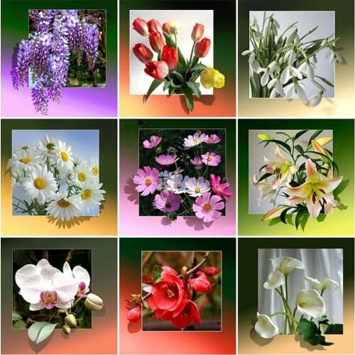 Evershine Diamond Embroidery Rose Cross Stitch Diamond Painting Flower Daisy Rhinestone Picture Wall Decoration