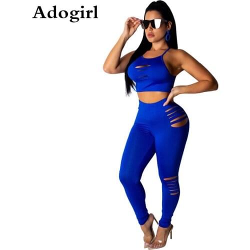 Fluorescent Color 2 Piece Suit Sexy Burn Out Crop Top and Skinny Long Pants Bodycon Tracksuit Night Club /Sports Women Outfits