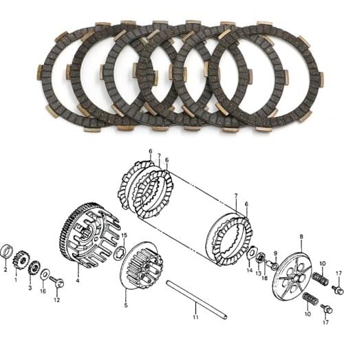 6 Piece Motorcycle CLUTCH disc FRICTION PLATE set for Honda CR125 CRF150 REBEL 250 CB250 CR125R CRF150R CBF250 VT250C VTR250