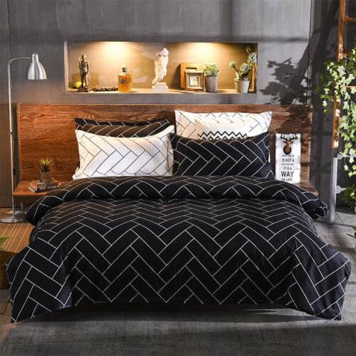 Geometric Pattern Bedding Set Home Textile Black Lattice Duvet Cover Queen King Size Comforter Bed Sets Luxury Quilt Cover
