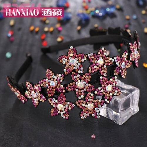 Korean hair accessories five-pointed star headband wide-brimmed hairband rhinestone pressure ring simple headdress
