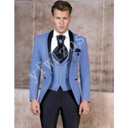 Handsome Groomsmen Wool blend Groom Tuxedos Mens Wedding Dress Man Jacket Blazer Prom Dinner (Jacket+Pants+Tie+Vest) A102