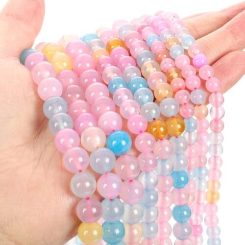 Natural Stone Beads Morgan Morganite Gem Stone Beads Round Loose Beads For Jewelry Making DIY Bracelet Neck Material 6/8/10mm