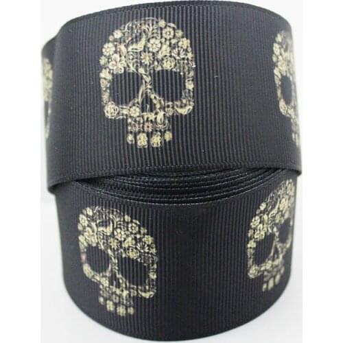 Skull ribbon DIY hair bow accessories hawaii sewing craft wedding decorations weaving 16mm 22mm 25mm 38mm 57mm 75mm