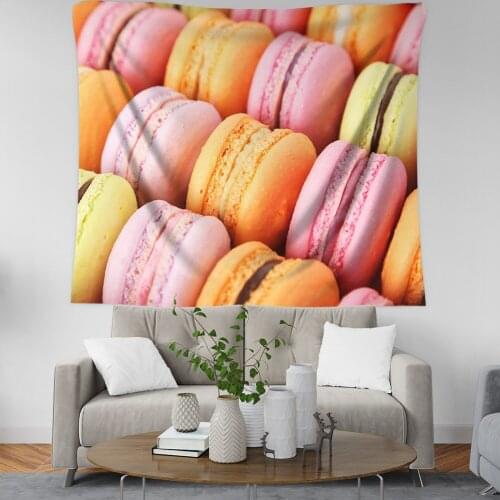 Macaron Tapestry Colorful Wall Carpet 3D Print tapisserie Dessert Food Decorative Wall Hanging Drop Ship