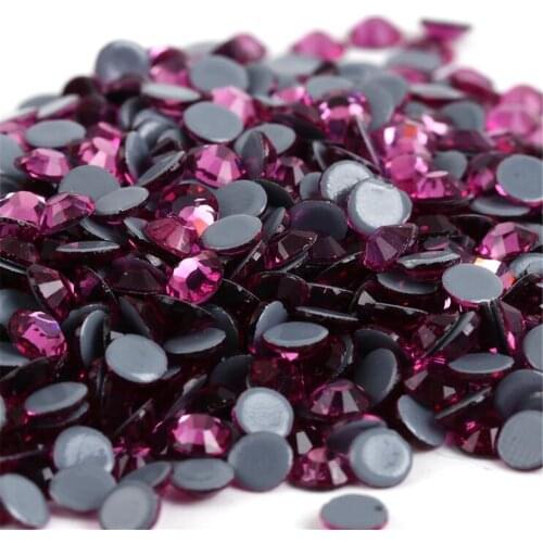 MHS.SUN SS6-SS30 DCM crystal glass stone fuchsia hot fix rhinestone for clothing flatback rhinestone DIY garment accessories