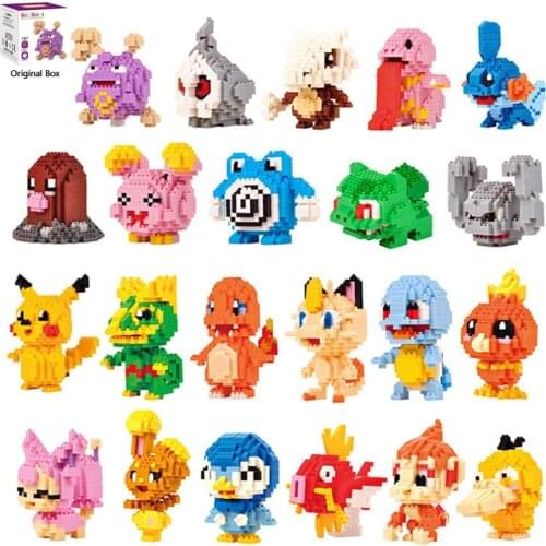 Mini Building blocks 3D DIY Micro Brick Poke Gift Toys Pokemon Bulbasaur Chimchar Piplup Mudkip Skitty Squirtle Buneary