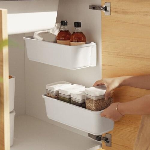 Multifunctional Wall-mounted Storage Kitchen Drawer Shelf Rack Cabinet Push-pull Basket for Seasoning Hanging Storage BasketNew