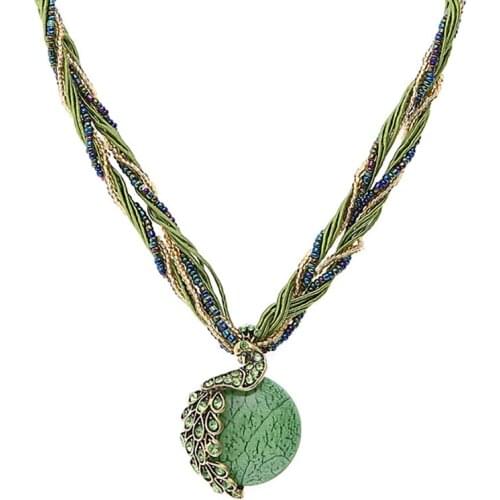 Multi Color natural crystal stone pendant necklace fashion peacock pendant necklace for women jewelry gifts Wholesale Lots Bulk