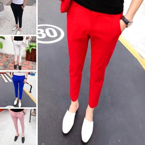 2020 Men Slim Fit Skinny Pant Streetwear Design Trousers Male Fashion Striped Plaid Casual Pants Ankle-Length Suit Pants A1