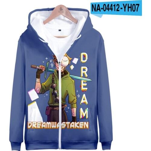 DreamWasTaken Print Zipper Hoodies Men/Women Fashion 3D Long Sleeve Children Hooded Sweatshirt Anime Streetwear Pullover