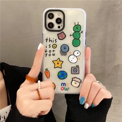 Graffiti painting smile phone case for iPhone 8 7 Plus 12 11 Pro MAX X XR XS cases soft silicon art lucky frame cover para coque