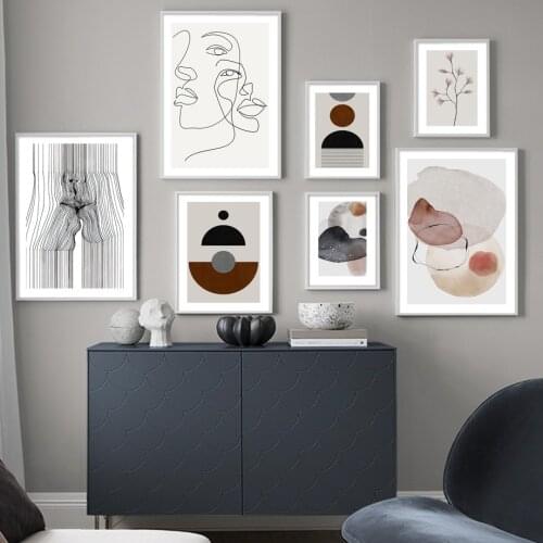 Almost kiss Abstract Line Woman Geometry Ink Wall Art Print Canvas Painting Nordic Poster Decor Pictures For Living Couple Room