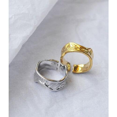 New Trendy Irregular Uneven Surface Open Rings For Women Wide Version Finger Ring Jewelry Girls Gifts