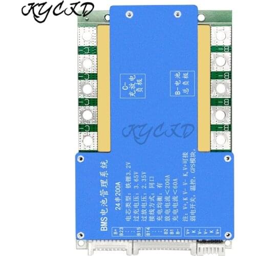 3.2V LiFePo4 Battery BMS 24S 50A 100A 150A 200A Protection Board with Balance Temperature Control Same Port For Motorcycle