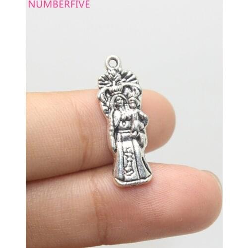 20pcs--27x9mm Antique silver tone Virgin Mary Mother Child Charms pendant for diy Jewelry making