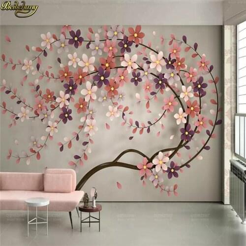 Beibehang Custom photo wallpaper mural new tree flower Nordic modern 3d stereo TV background wall papel de parede 3D wall paper