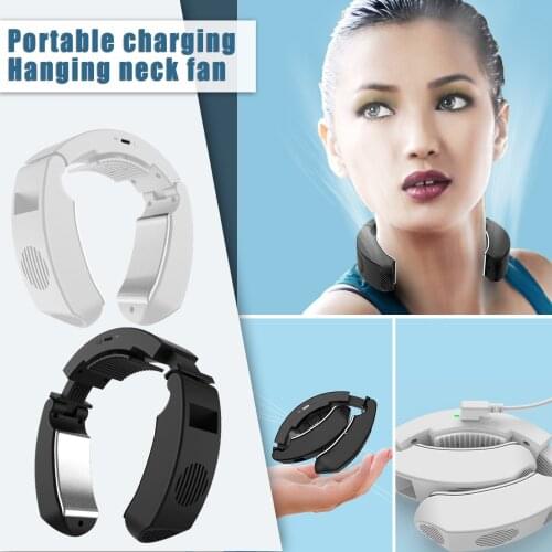 Portable Hanging Neck Fan Cooling Air Conditioner Fans Wearable Neck Hanging Folding Bladeless Fan Silent Usb Small Fans#G4