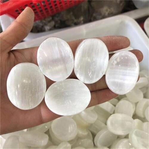 Natural quartz selenite healing crystals worry stones thumb gemstone for gift