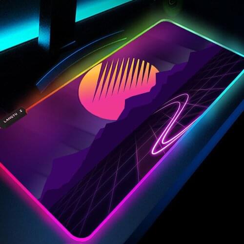 Setup Gamer Rgb Mousepad Gaming Keyboard Rgb Mouse Pad 900x400 Retrowave Rgb Carpet Mouse Mat Led Computer Rubber DropShipping