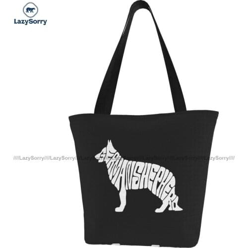 German Shepherd Shopping Bag Stylish Polyester Business Handbag Female Bulk Bags